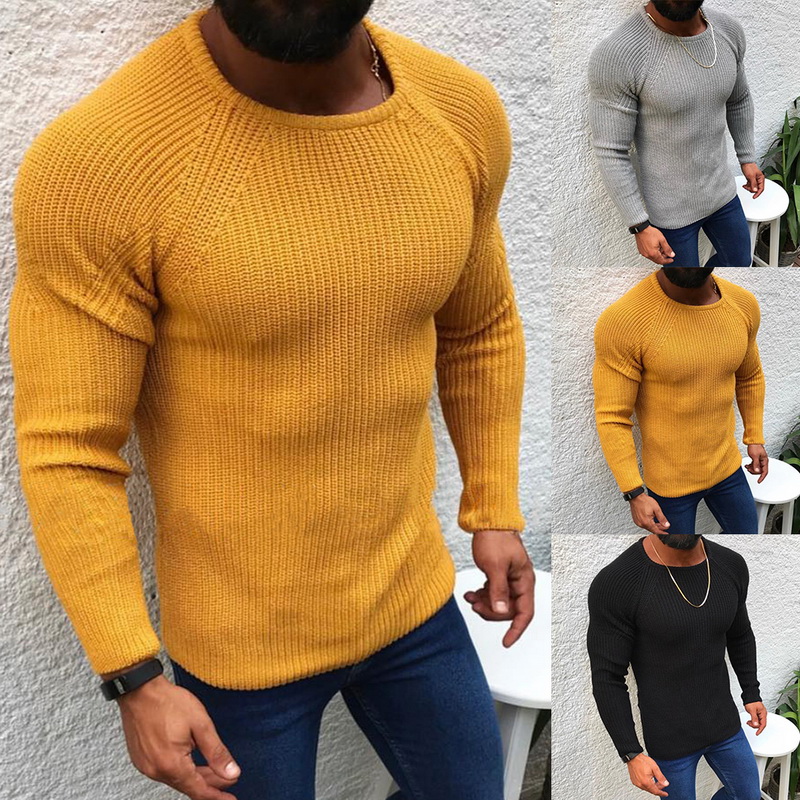 

2019 Knitted Sweaters Men Warm O Neck Pull Knitwear Autumn Winter Clothes Casual Tricot Jumper Solid Pullovers Sweater Homme, Black