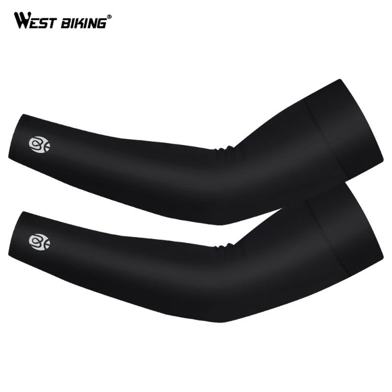 

WEST BIKING Sports Cycling Arm Sleeves Quick Dry Summer UV Protection Sport Elbow Pad Ice Fabric Arm Sleeves Outdoor Running, Black