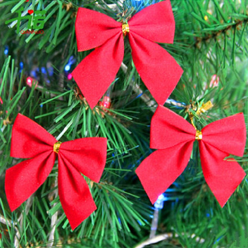 

1 set 2019 Red Xmas Bows Ribbon Christmas Decoration Tree Bowknots Festival Party Garden Ornament Brooch Pin Decor New Year