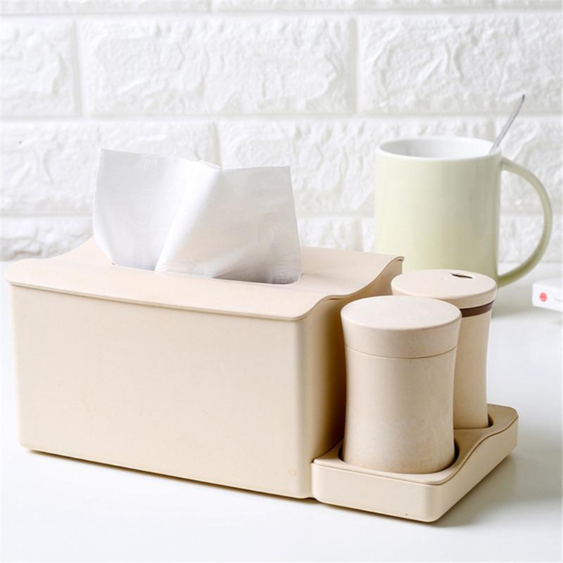 

Tissue Box With Cotton Swab Toothpick Set Creative Pumping Kitchen Box Brief Napkin Tissue Paper Organizer Cover Kitchen