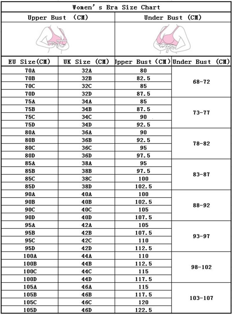 Push Up Bra Size Chart