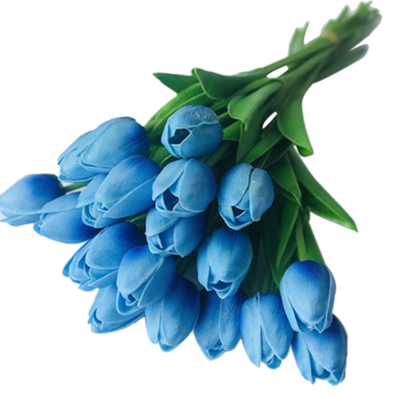 

20 Pcs Pu Real-Touch Artificial Tulip Flowers 13.8 inch for Home Wedding Party Decor,Easy To Clean (Blue