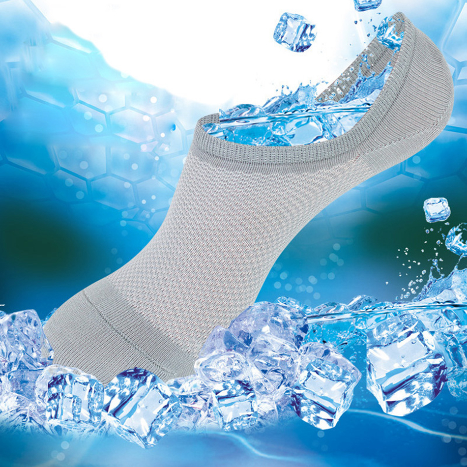 

Mesh knitting Ankle socks Men Bamboo Fiber Invisible Boat Socks Silicone Slip Shallow Mouth Breathable Summer Thin Sock Slippers LJJA2874, Plain cloth style