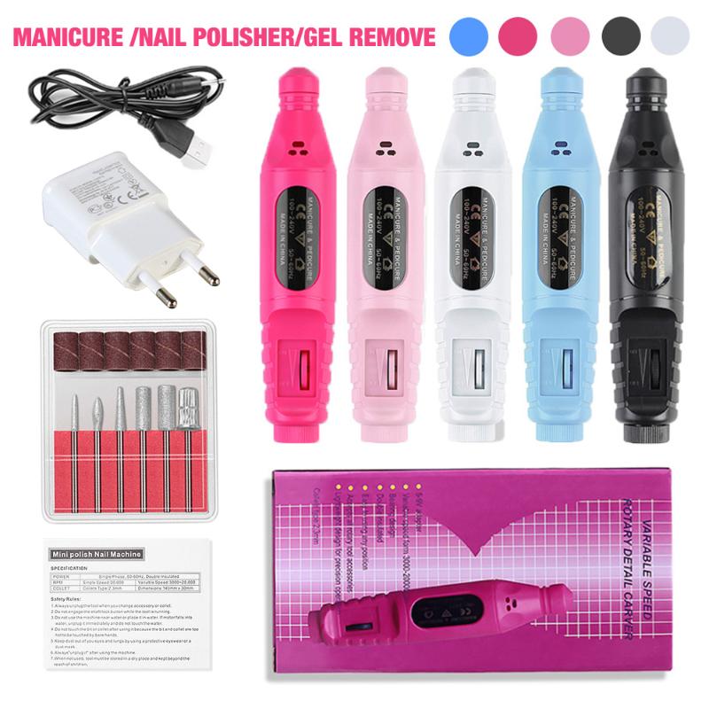 

1 Set Professional Electric Nail Drill Machine Pen Pedicure Nail File Sanding Bands Drill Bits Tools Equipment Kit