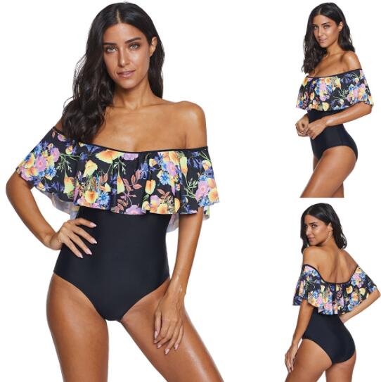 

hot new girl lotus leaf edge connected triangle leopard skirt style split big Fat plus angle slim Leopard Print swimsuit Bikinis sets