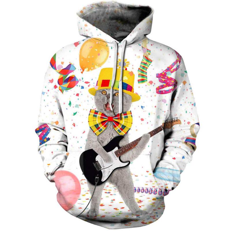 

2020 autumn new 3D black and white pattern printing personality Sweatshirts men tide loose large size couple autumn HOB-01, Hob003101