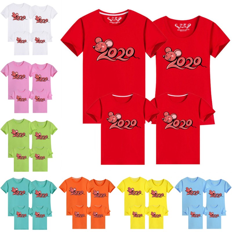 

2020 Mouse Printed T-shirt Family Matching Look Dad Mom Son Girl Summer Cotton Tshirt Family Mouse Cotton Top