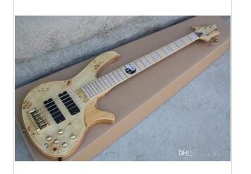 

guitar factory custom Natural Wood Burl pattern 24 frets 5 strings electric bass guitar with Taiji pattern1027