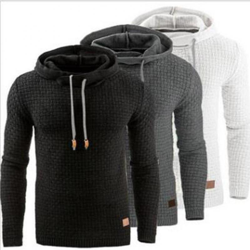 

2019 New Hoodies Men Sweatshirt Long Sleeve Solid Color Hooded Sweatshirt Mens Hoodie Slim Basic Tracksuit Streetwear Pullover, Gray