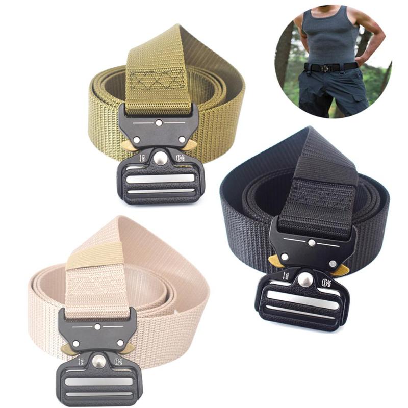 

Tactical Belts Nylon Waist Belt with Metal Buckle Adjustable Heavy Duty Training Waist Belt Hunting Accessories, Army green