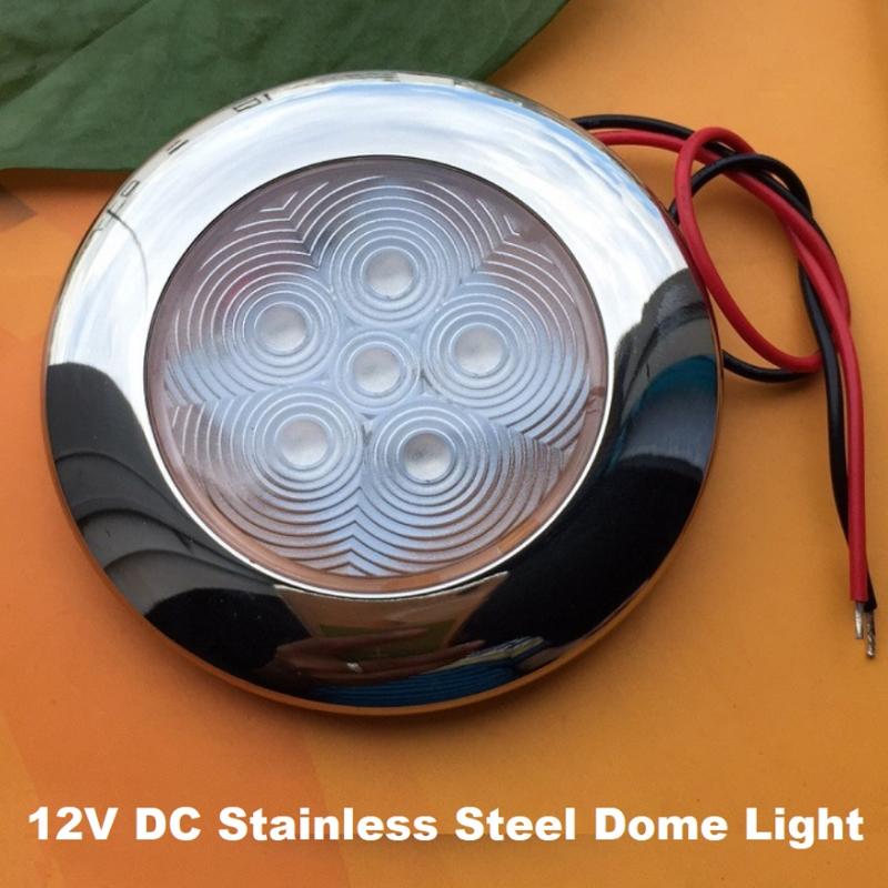 

12V DC LED Dome Light Stainless Steel Ceiling Lamp for RV Camper Caravan Yachts Marine Kitchen/Under Cabinet Interior Roof Light, As pic