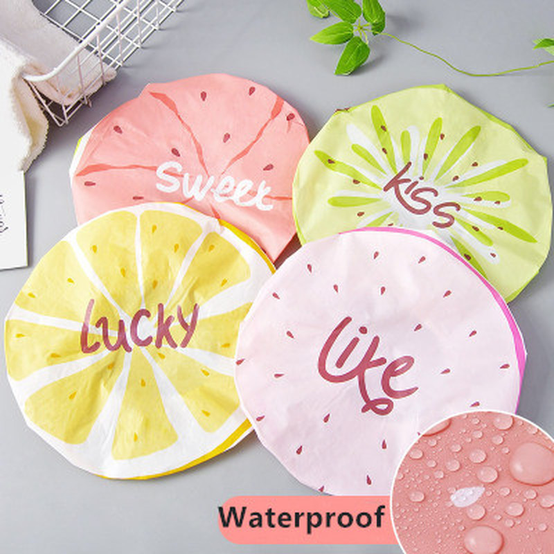 

Hair Protective Fruit Shower Cap Watermelon Women Bath Saunas Hat Shower Cap Elastic Band Anti-fume Hood Fruit Spa Kids