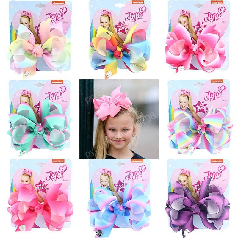 

New style 2020 jojo siwa girls hair clips rainbow jojo siwa bows designer hair clips kids barrettes baby BB clip kids hair accessories