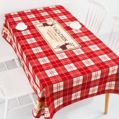 

New year Christmas holiday elk table cloth linen tablecloth cover towel thick antependium party home decoration desk round gift, White