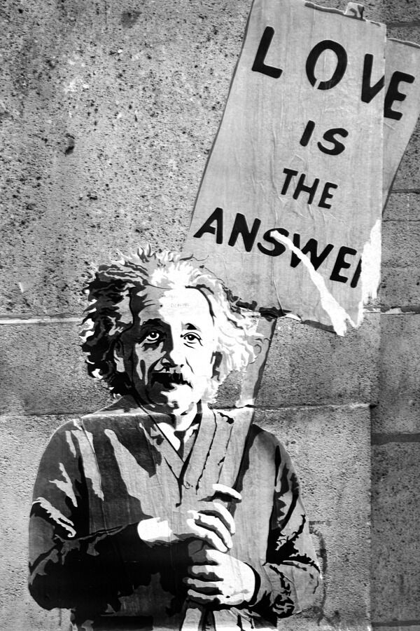 

BANKSY STREET ART Einstein Love is the Answer Home Decor Handpainted &HD Print Oil Paintings On Canvas Wall Art Pictures 191118