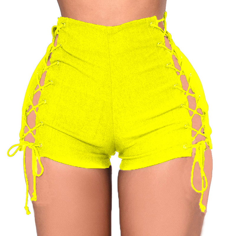 

Weigou Summer Shorts Women High Waist Denim Shorts Side Bandage Jean Short, Black