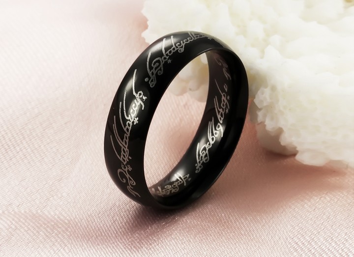 

6mm Wide Men's Ring Black pated Stainless Steel Punk Rock Ring Party Jewelry USA Size 7 8 9 10 11 12 Bague homme Hot selling