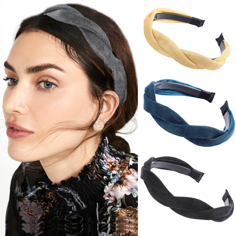 

Haimeikang Twist Hairbands Headdress For Women Creative Head Hoop Headwear Headband Cross Solid Color Hair Accessories New