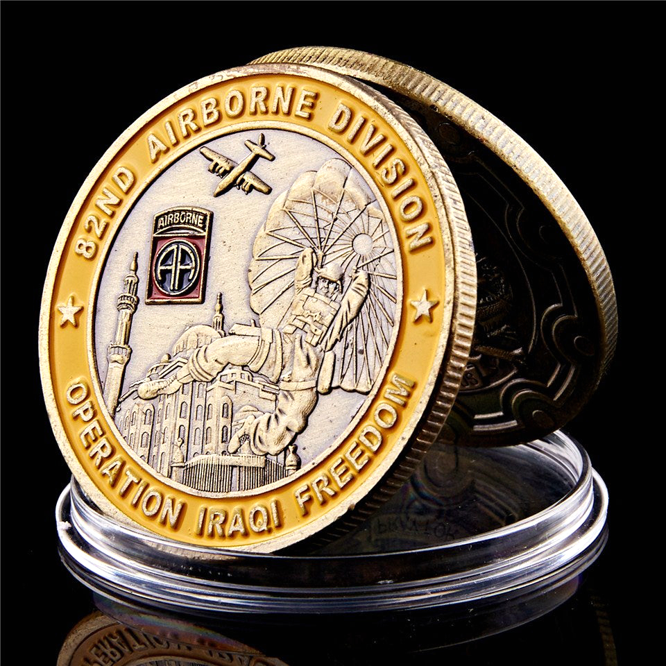 82nd Airborne Division Iraqi Freedom Craft Copper Plated 1oz Military Challenge Commemorative Coin Collectibles Medal Gift-image-522378104