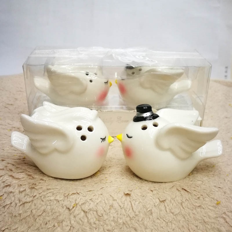 

porcelain angel bird salt and pepper shakers sets favors gifts souvenirs for wedding bridal showers party DLH087