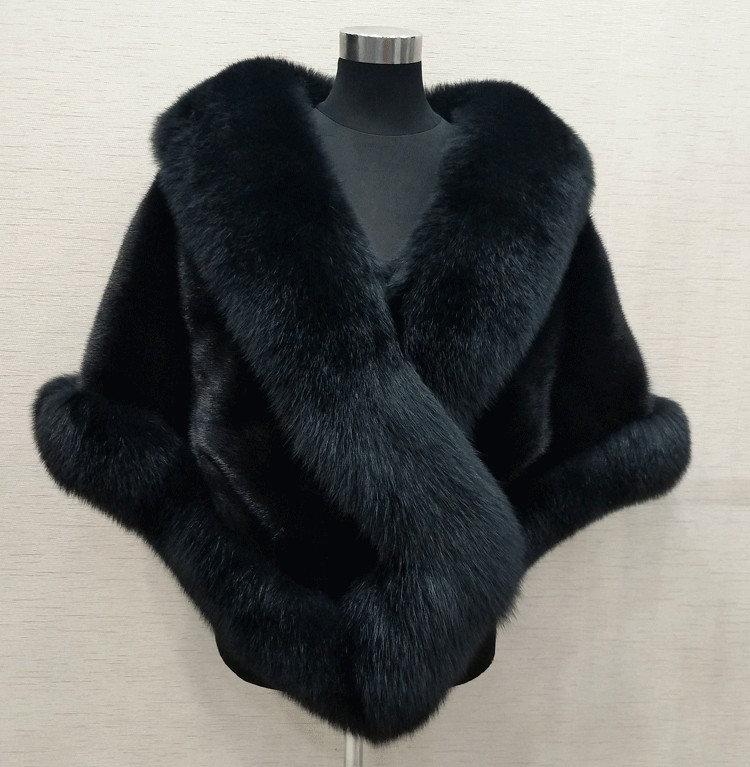 black fake fur shawl