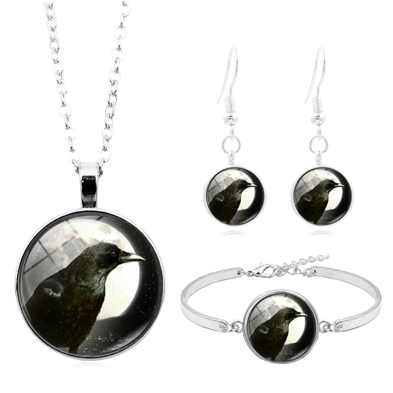 Sun And Moon Photo Dôme en Verre Collier Noir Chaîne Collier Pendentif