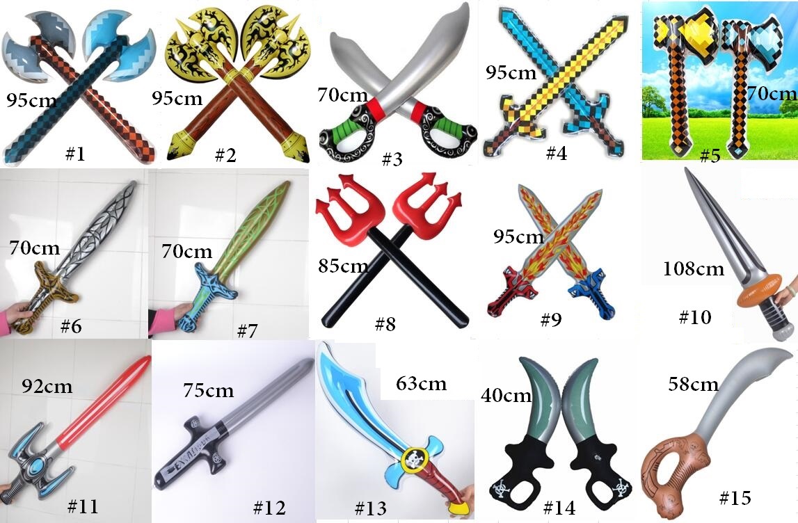 

15 design swords prop inflatable swim pool toy children inflated sword knife axe large swimming toys halloween cosplay pirate props decor