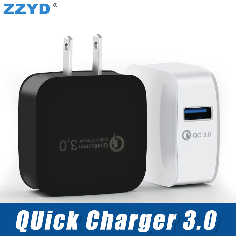 

ZZYD QC3.0 Fast Phones Wall Charger EU US Quick Charging USB For Samsung S8 Travel Adapter