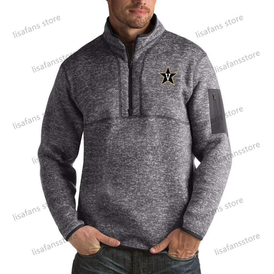 

Vanderbilt Commodores Pullover Sweatshirts Mens Fortune Big & Tall Quarter-Zip Pullover Jackets Stitched College Football Sports Hoodies, As shows