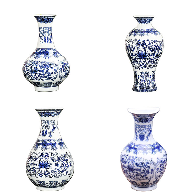 Vintage Home Decor traditionnel chinois Bleu et blanc Vase en porcelaine Fleurs pour une paire