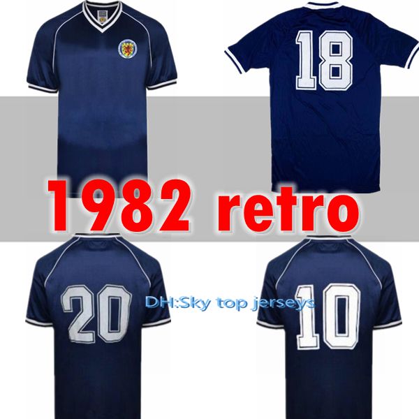 

1982 Scotland retro soccer jersey home blue world cup 82 83 Dalglish Strachan Miller Souness Hansen George Wood football shirts S-xxl, Black