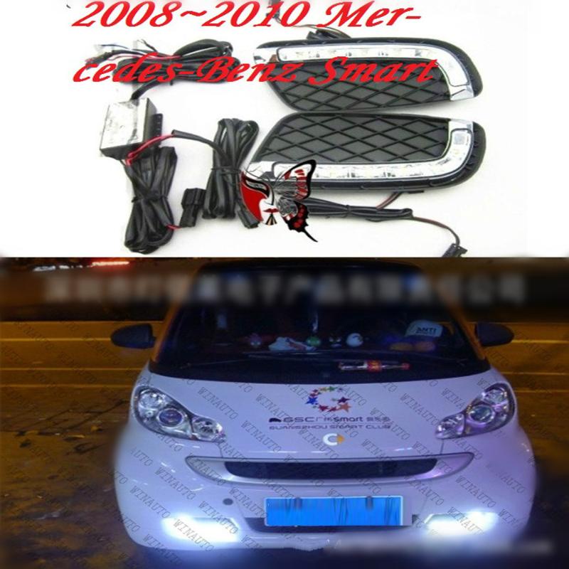 

Car 2Pcs DRL For Smart fortwo 2008 2009 2010 2011 Daytime Running Lights Fog head Lamp cover car styling, As pic