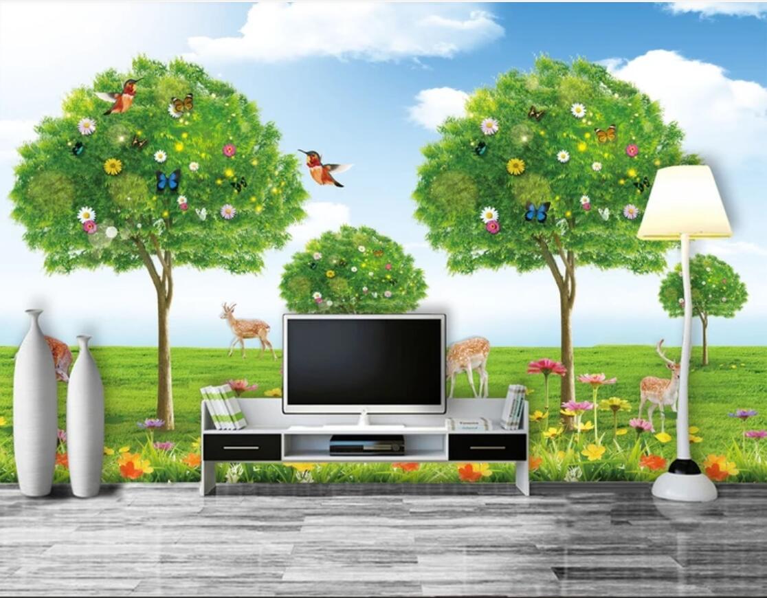 

3d room wallpaper cloth custom photo mural Exquisite atmosphere green fresh natural living room wall wall wallpaper for walls 3 d, Non-woven fabric
