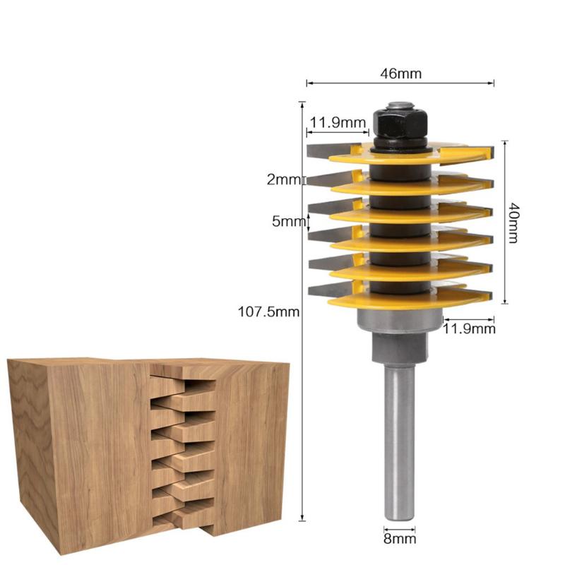 

8-handle engraving machine milling cutter 8mm Shank Rail Reversible Finger Joint Glue Router Bit Cone Tenon Woodwork cutter