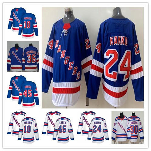 

2019-20 New York Rangers Jersey New 24 Kaapo Kakko 10 Artemi Panarin Henrik Lundqvist 36 Mats Zuccarello Hockey Jersey White Blue, As
