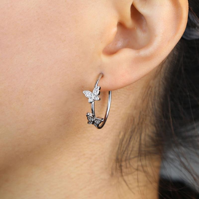 

Hoop & Huggie Design Fashion Jewelry Zircon Earrings Smart Butterfly For Women Gift