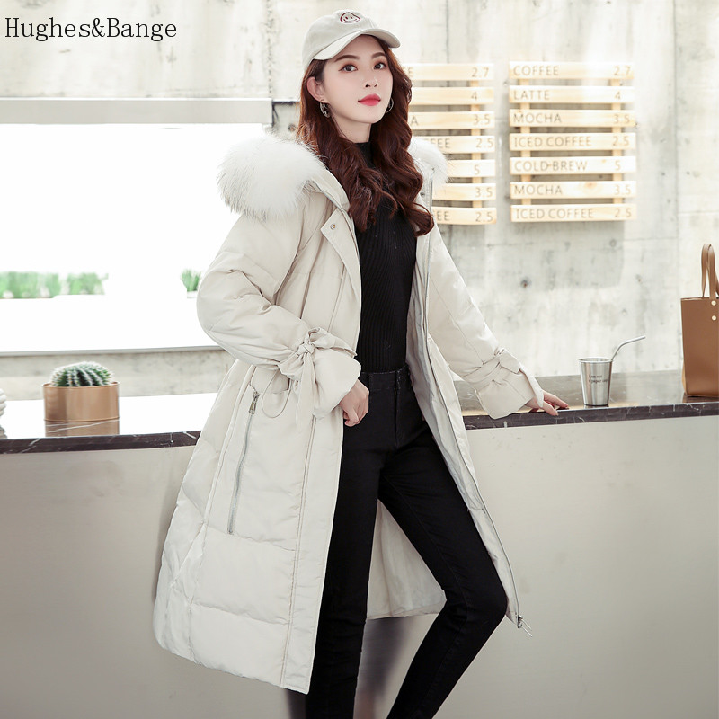 

2020 new Korean White duck down jacket Women Female Thin Keep warm Feather Long section Big fur Fur collar fashion with jacket
