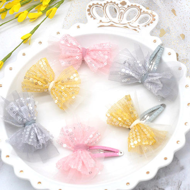 

Lolita bow Hairpin Korea new children hair accessories star yarn hanging little star tassel bow hair clip girl's headdress pink, Gray