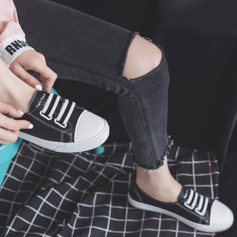 

white shoes female summer 2020 new breathable casual shoes wild Korean lazy, Black
