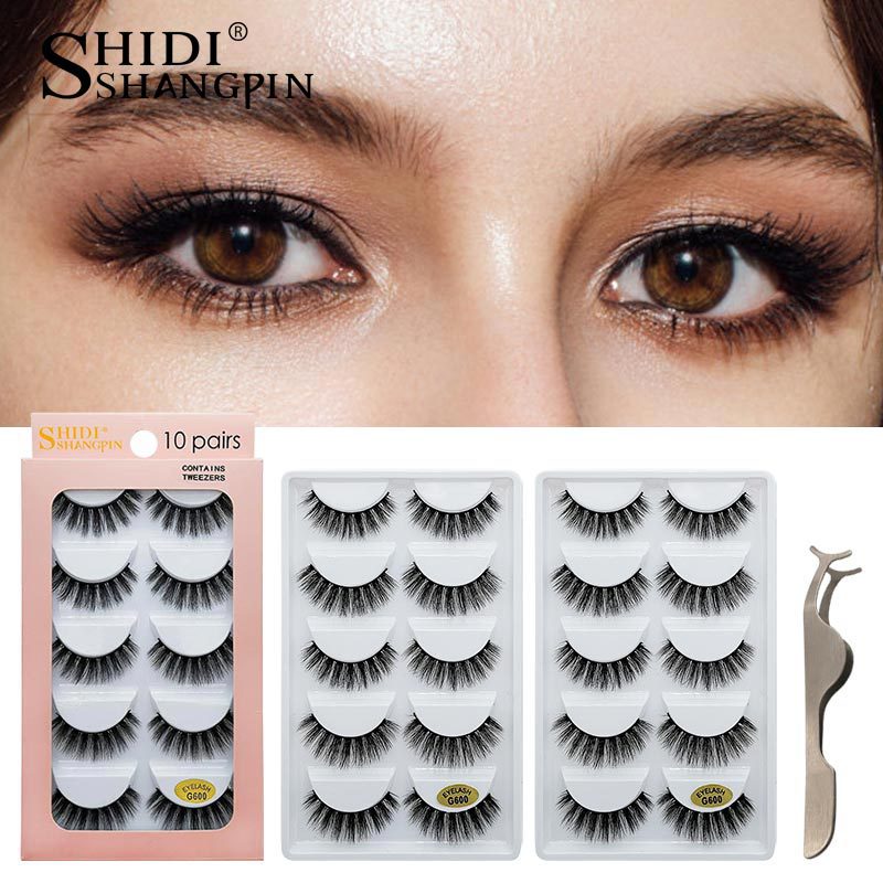 

Fashion New Mink Hair False Eyelashes 10 Pairs Set Natural Thick Eyelashes Hot Sale