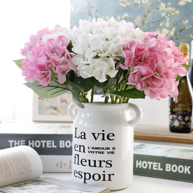 

Wedding decorative flowers artificial hydrangea flower branch with leaves home table flowers, Blue