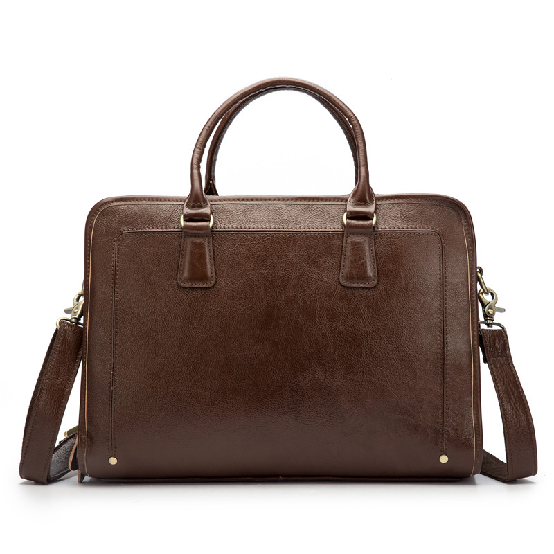 

Vintage Men Briefcase Genuine Leather Men Shoulder Crossbody Bag Laptop Pocket Causal Business Male Messenger Bag 32% OFF 10852, Black