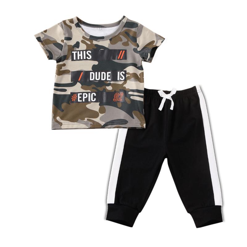 

Newborn Baby Boy Clothes Camouflage Print Short Sleeve T-Shirt Tops Long Pants 2Pcs Outfits Cotton Clothes