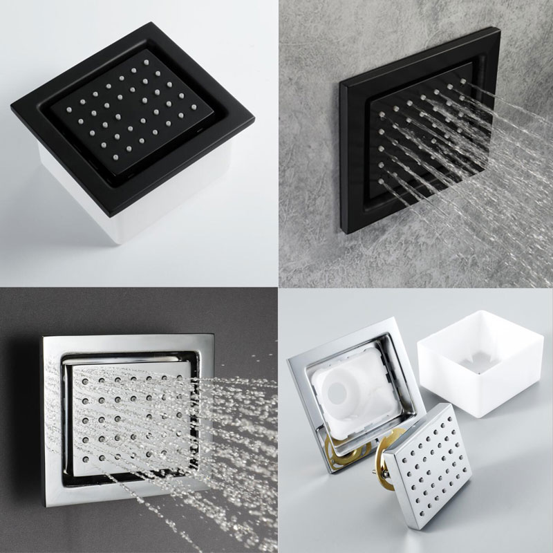 

120x130mm Black Shower Head Body Jets Shower Set Massage Jet Brass high flow Wall mounted spa shower