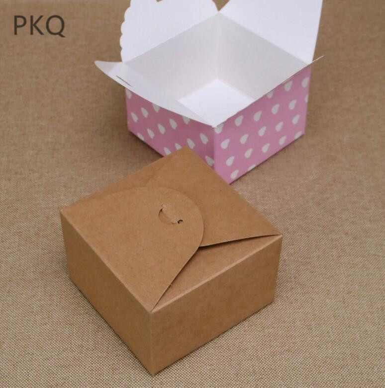 

20pcs 9*9*6cm Kraft Paper Candy Box,Black Paper Packaging Box,Small Red Color Wedding Gift Box For Cookie