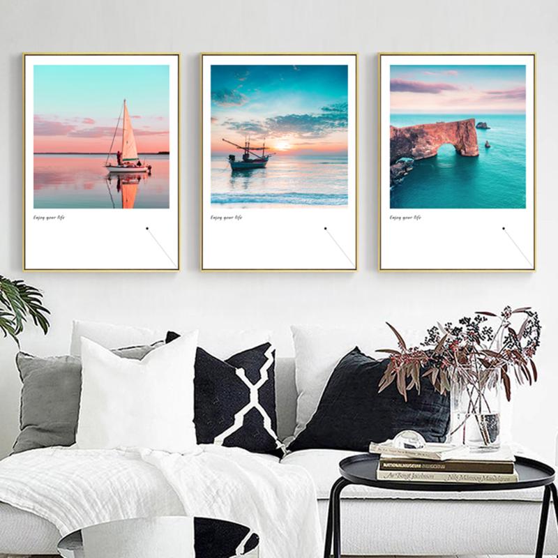 

Modern Beautiful Seaside Painting Wall Art Canvas Painting Nordic Posters And Prints For Living Room Home Decor