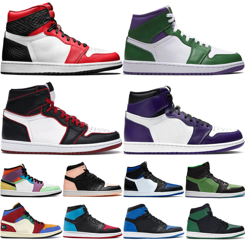 

New men women Satin Snake 1s basketball shoes 1 mens Rage Green WMNS Tie-Dye Crimson Tint PARTICLE GREY Court Purple sneaker trainers 36-46, Bred