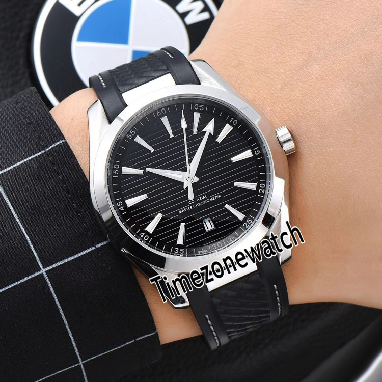 

New 41mm AQUA TERRA 150m 220.12.41.21.01.001 Black Texture Dial Automatic Mens Watch Steel Black Rubber White Line Watches Timezonewatch b2, Customized waterproof service