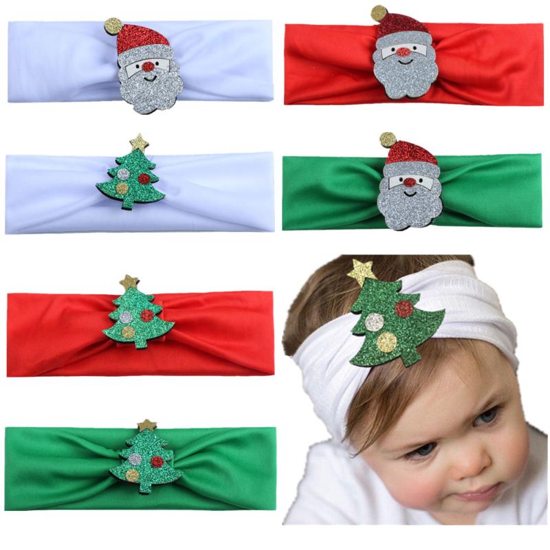 

10pcs/lot Girls Christmas Headband For Girls Christmas Santa/tree Elastic Headband Hair Accessories