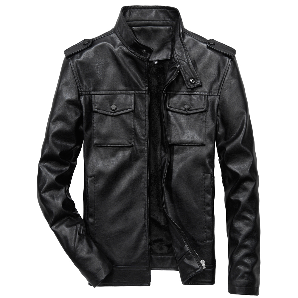 

Spring Autumn PU Faux Leather Men Clothes Bomber Basic Jackets Fashion Mens Jackets And Coats Casual Plus Size Streetwear -6XL, Black